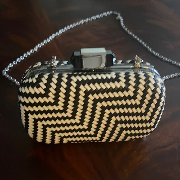 The Limited Bags The Limited Black And White Clutch With Silver